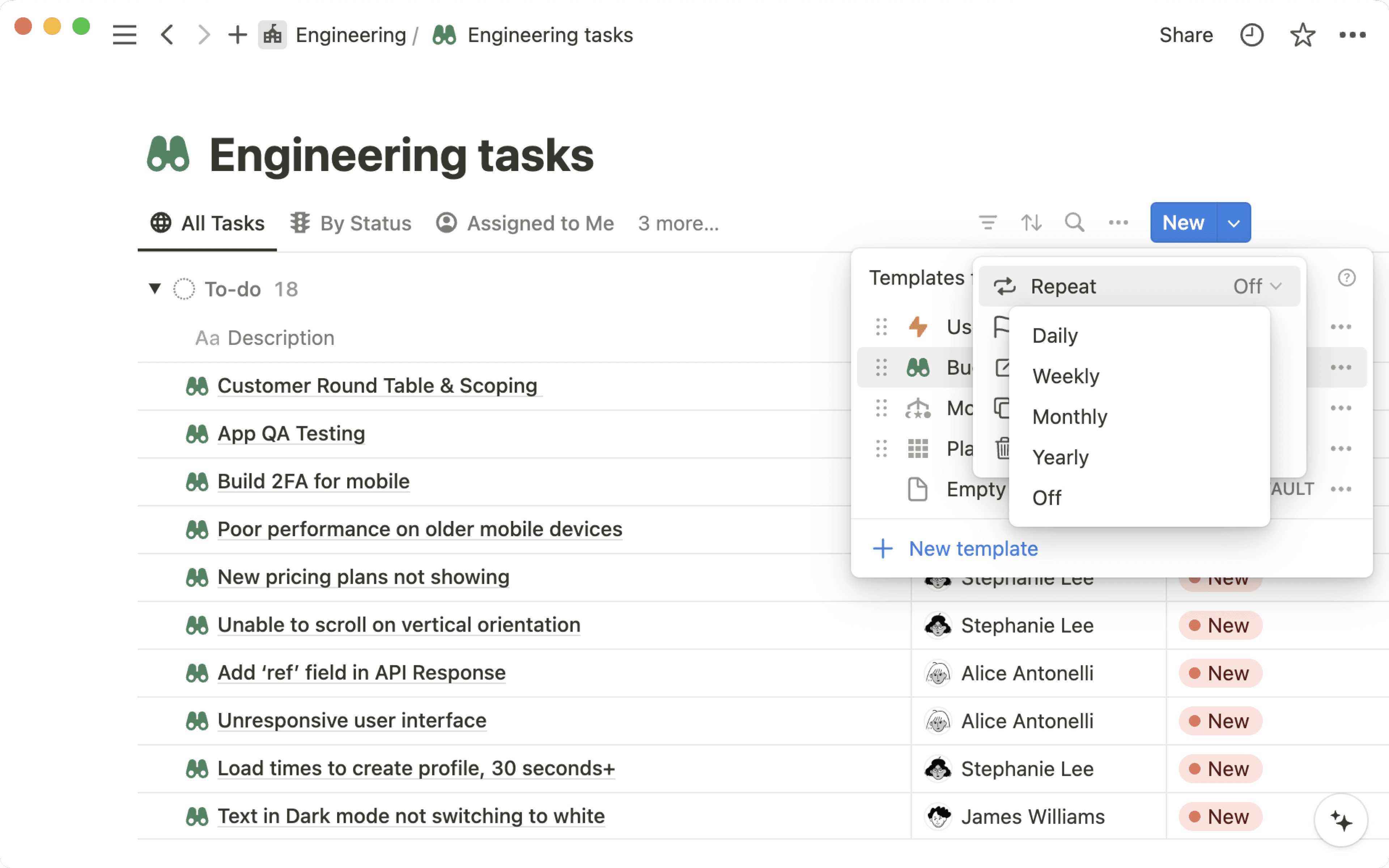 hc : modèles de bases de données récurrents