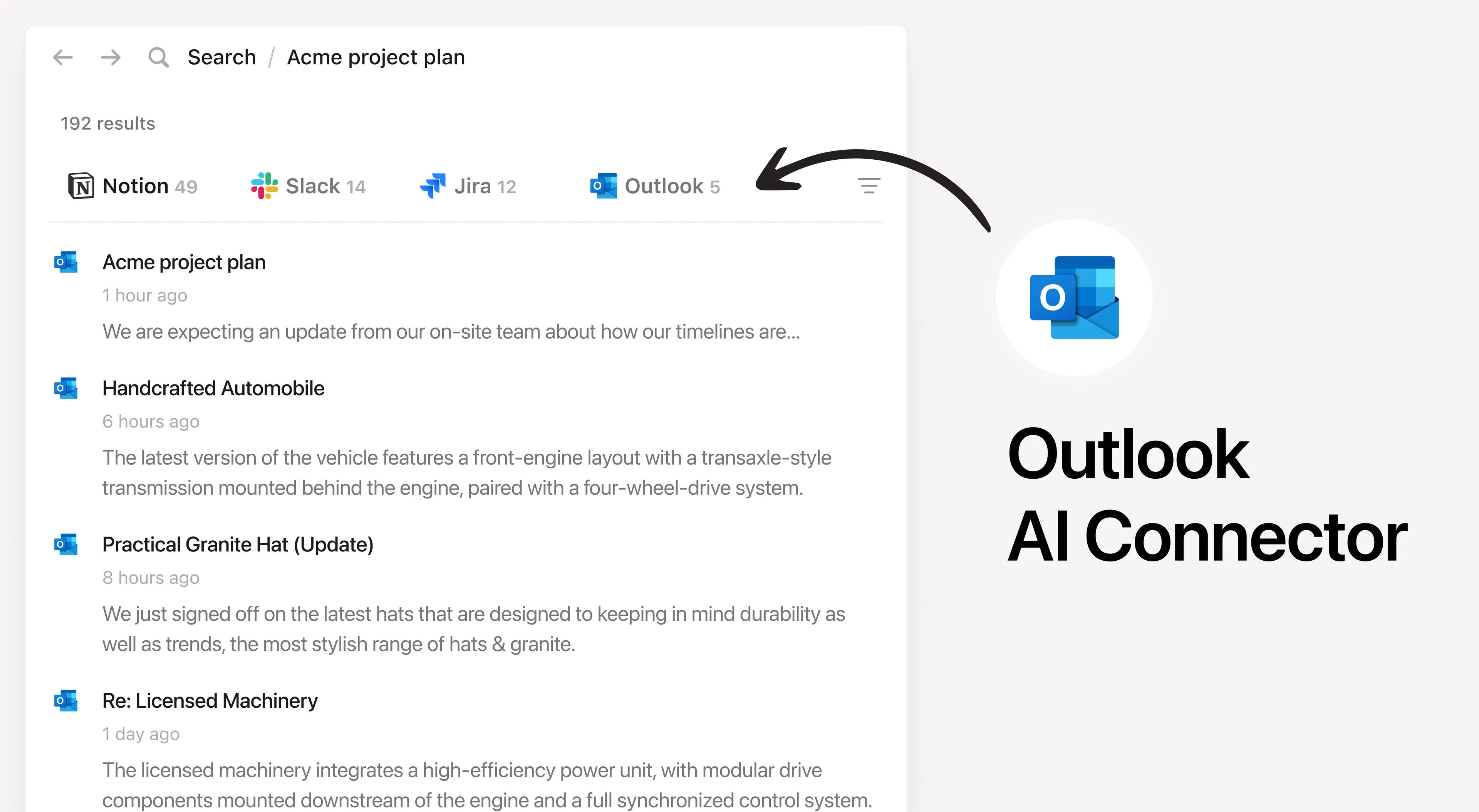 Search your Outlook inbox from Notion