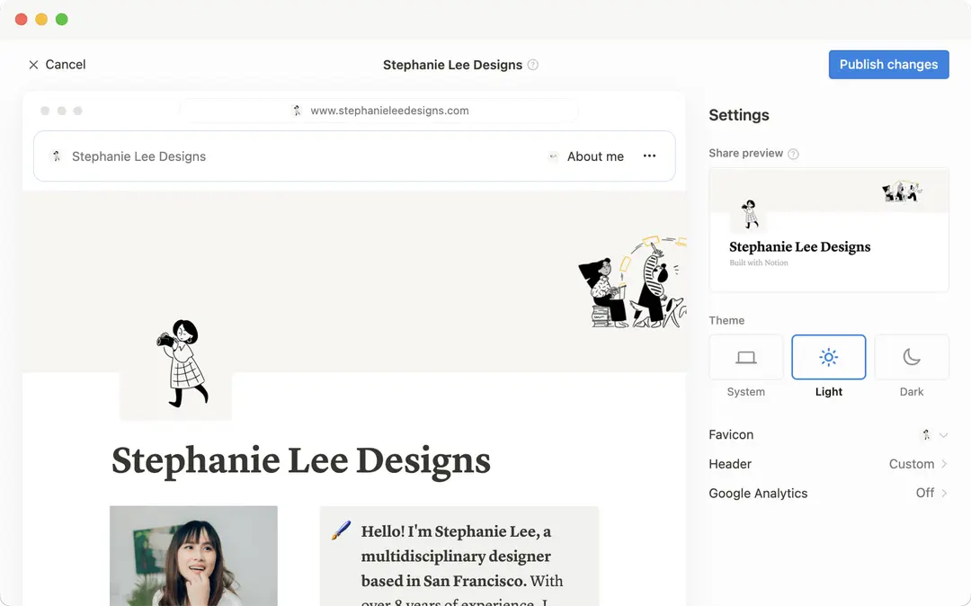 Edit & sesuaikan Notion Sites Anda