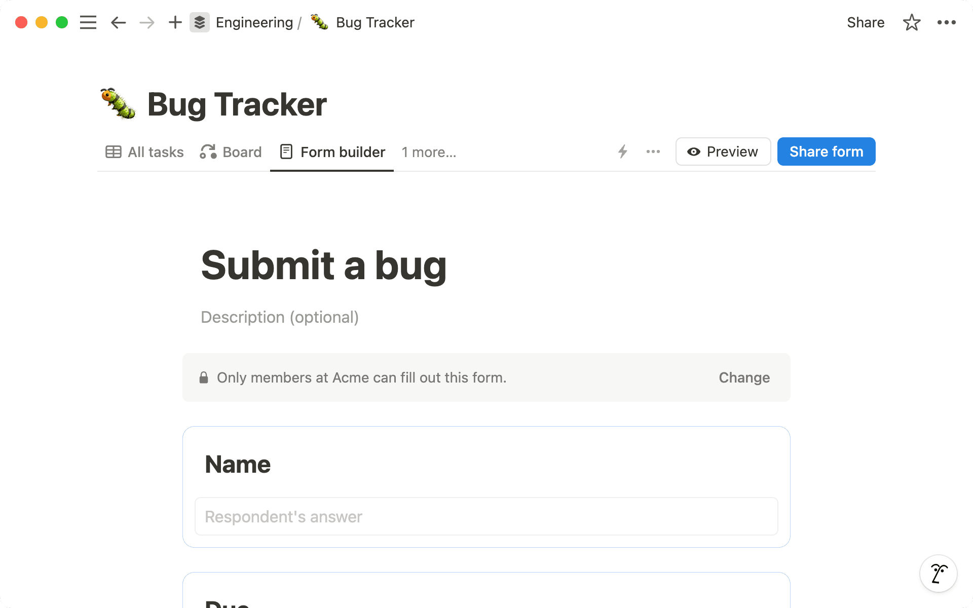Bannière de formulaire - capture d’écran