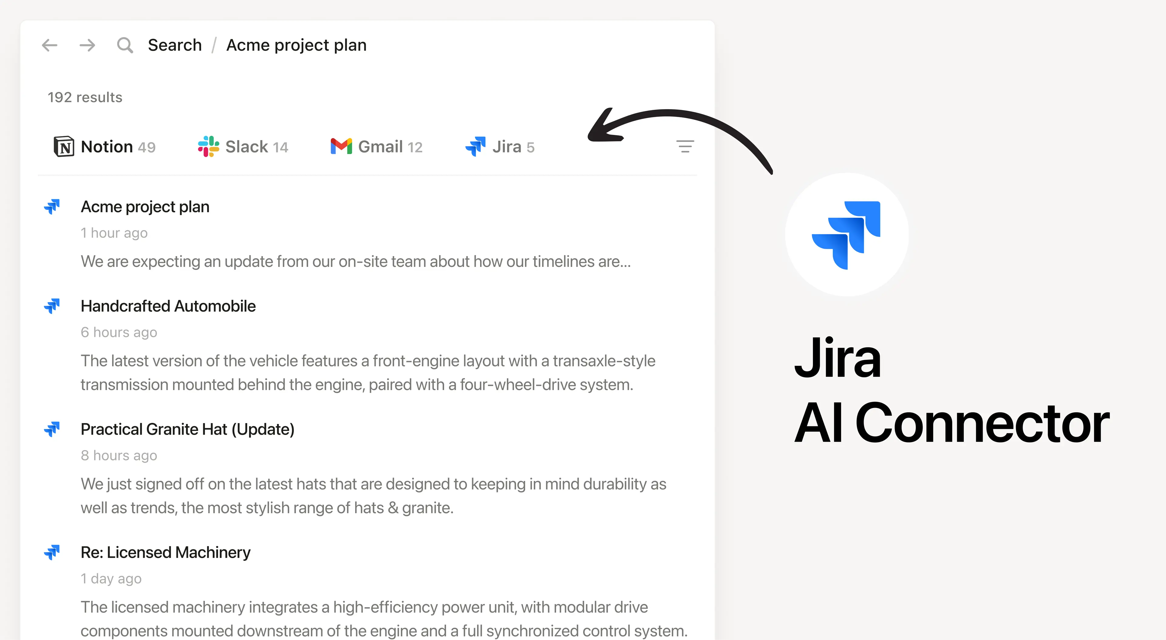 Search your Jira projects, issues, and comments from Notion