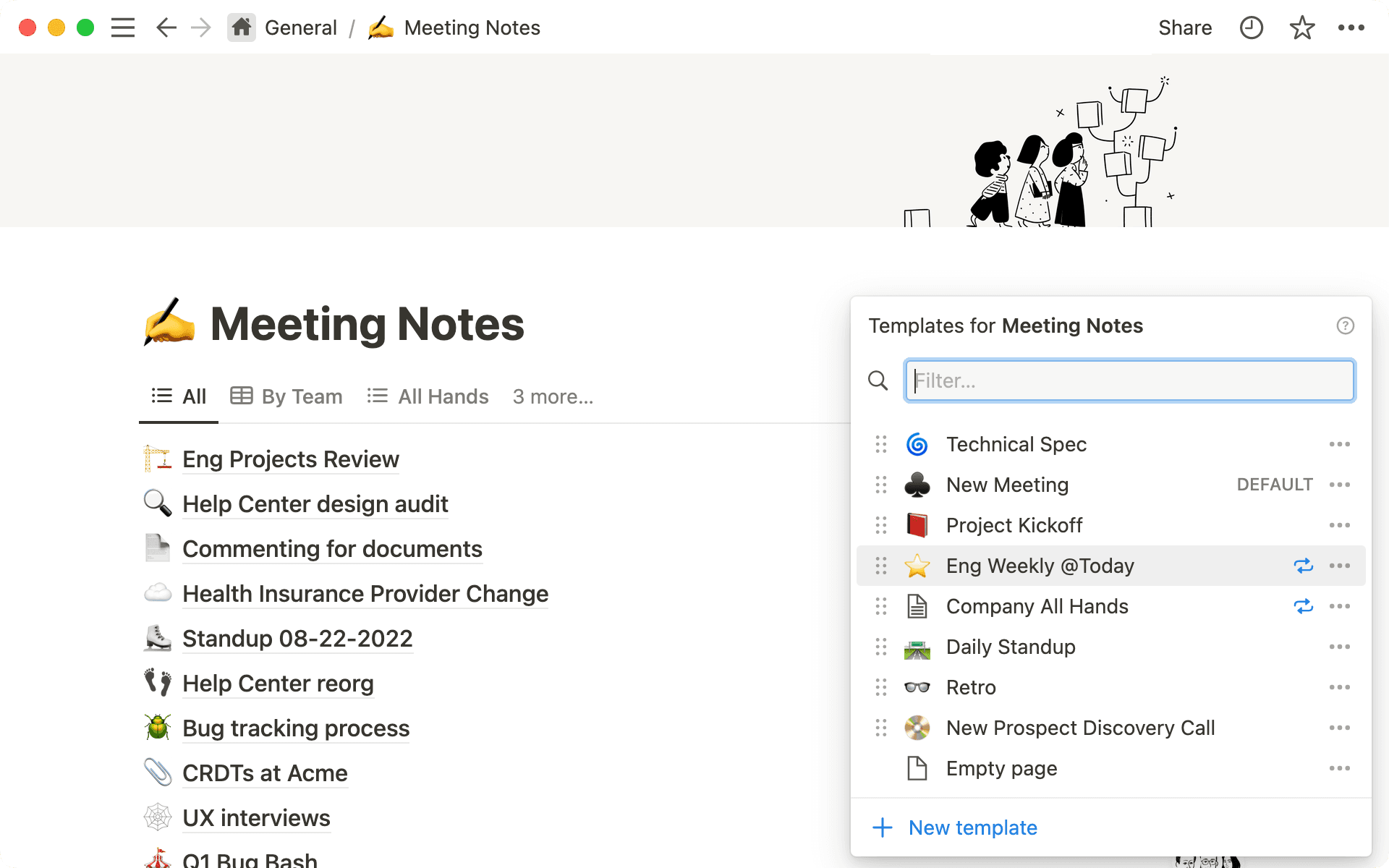 Gunakan templat database berulang untuk menyederhanakan pembuatan halaman untuk jenis dokumen yang umum digunakan.