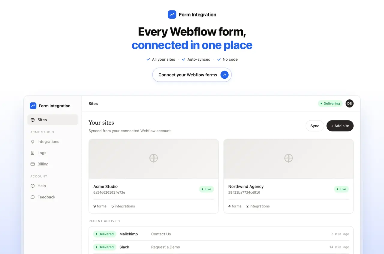 Turn Webflow form submissions into Notion database pages, automatically.