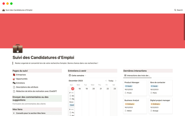 Suivi des Candidatures d'Emploi