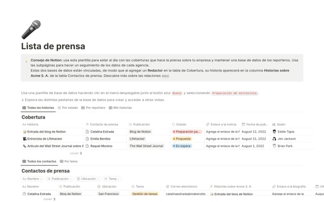 Lista de prensa