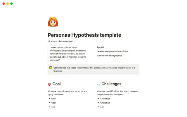Personas Hypothesis
