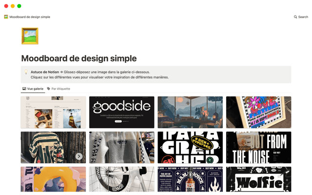 Moodboard de design simple